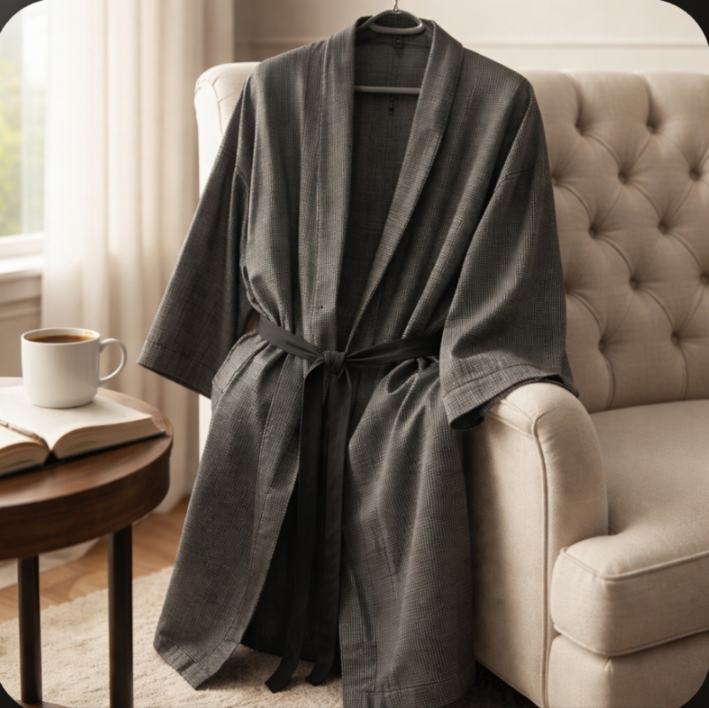 PERRY ELLIS 100% SILK Bathrobe Mens One Size